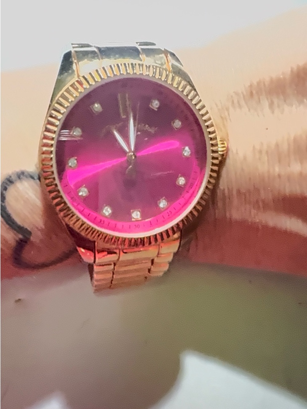 Gold-Tone Women's Bracelet Watch with Pink Dial Betsey Johnson
